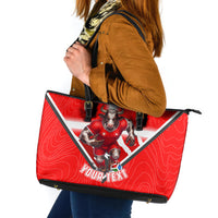Personalized Switzerland Football Bull Mascot Leather Tote Bag Swiss Flag And Alps Mountain Background With Muscular Bull Art