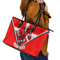 Personalized Switzerland Football Bull Mascot Leather Tote Bag Swiss Flag And Alps Mountain Background With Muscular Bull Art