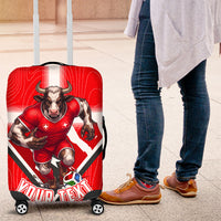 Personalized Switzerland Football Bull Mascot Luggage Cover Swiss Flag And Alps Mountain Background With Muscular Bull Art