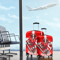 Personalized Switzerland Football Bull Mascot Luggage Cover Swiss Flag And Alps Mountain Background With Muscular Bull Art
