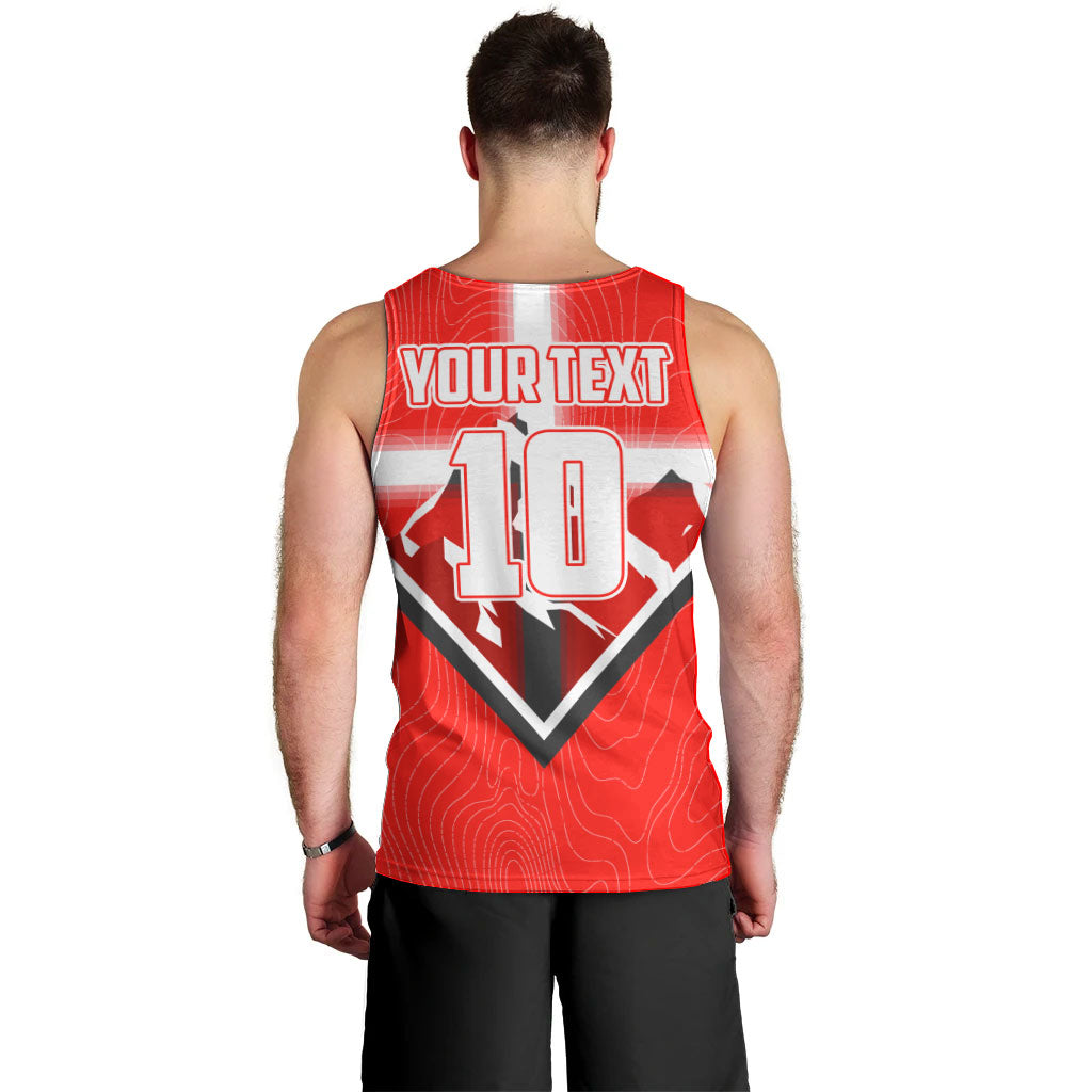Personalized Switzerland Football Bull Mascot Men Tank Top Swiss Flag And Alps Mountain Background With Muscular Bull Art