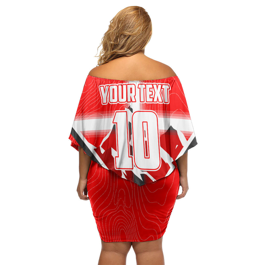 Personalized Switzerland Football Bull Mascot Off Shoulder Short Dress Swiss Flag And Alps Mountain Background With Muscular Bull Art