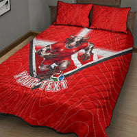 Personalized Switzerland Football Bull Mascot Quilt Bed Set Swiss Flag And Alps Mountain Background With Muscular Bull Art