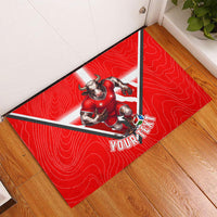 Personalized Switzerland Football Bull Mascot Rubber Doormat Swiss Flag And Alps Mountain Background With Muscular Bull Art