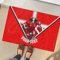 Personalized Switzerland Football Bull Mascot Rubber Doormat Swiss Flag And Alps Mountain Background With Muscular Bull Art