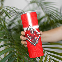 Personalized Switzerland Football Bull Mascot Skinny Tumbler Swiss Flag And Alps Mountain Background With Muscular Bull Art