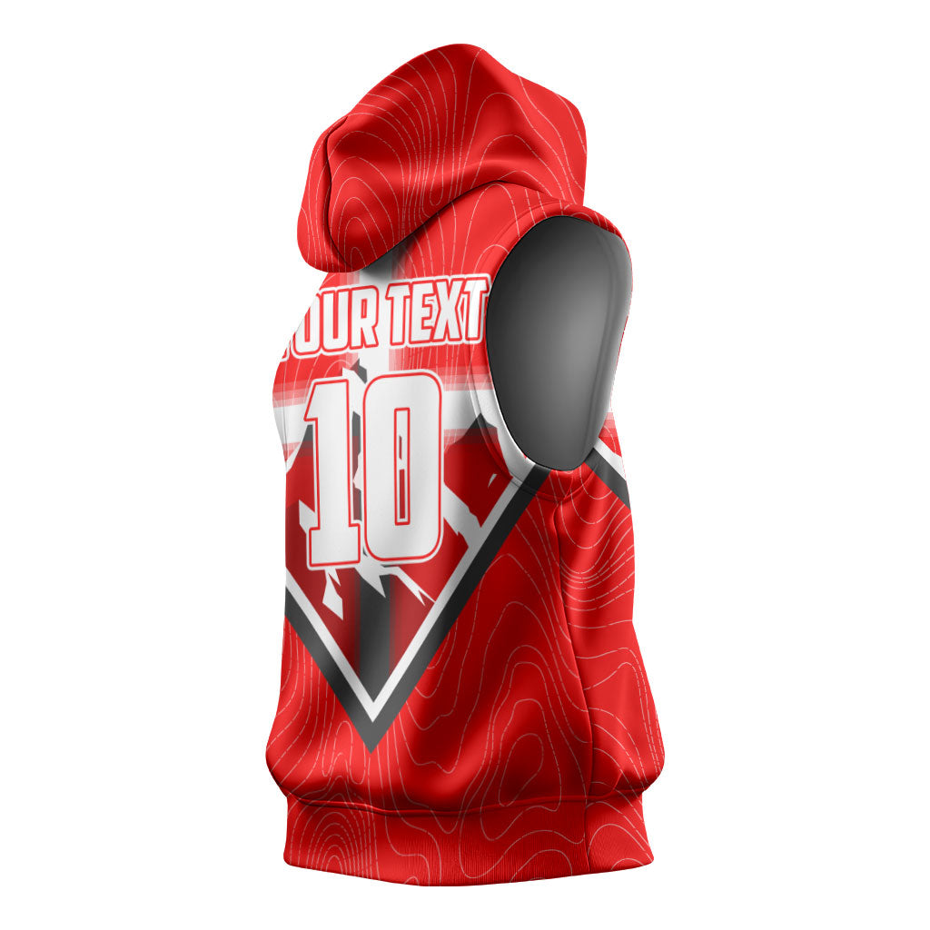 Personalized Switzerland Football Bull Mascot Sleeveless Hoodie Swiss Flag And Alps Mountain Background With Muscular Bull Art