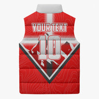 Personalized Switzerland Football Bull Mascot Sleeveless Puffer Jacket Swiss Flag And Alps Mountain Background With Muscular Bull Art