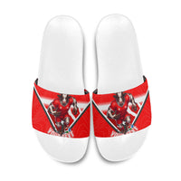 Personalized Switzerland Football Bull Mascot Slide Sandals Swiss Flag And Alps Mountain Background With Muscular Bull Art