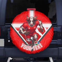 Personalized Switzerland Football Bull Mascot Spare Tire Cover Swiss Flag And Alps Mountain Background With Muscular Bull Art