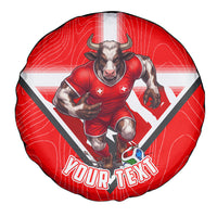 Personalized Switzerland Football Bull Mascot Spare Tire Cover Swiss Flag And Alps Mountain Background With Muscular Bull Art