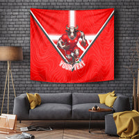 Personalized Switzerland Football Bull Mascot Tapestry Swiss Flag And Alps Mountain Background With Muscular Bull Art