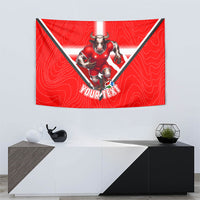 Personalized Switzerland Football Bull Mascot Tapestry Swiss Flag And Alps Mountain Background With Muscular Bull Art