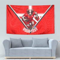 Personalized Switzerland Football Bull Mascot Tapestry Swiss Flag And Alps Mountain Background With Muscular Bull Art