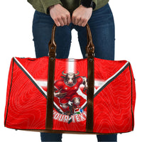 Personalized Switzerland Football Bull Mascot Travel Bag Swiss Flag And Alps Mountain Background With Muscular Bull Art