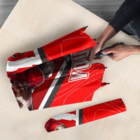 Personalized Switzerland Football Bull Mascot Umbrella Swiss Flag And Alps Mountain Background With Muscular Bull Art