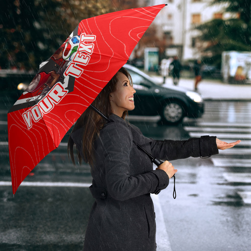 Personalized Switzerland Football Bull Mascot Umbrella Swiss Flag And Alps Mountain Background With Muscular Bull Art