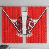 Personalized Switzerland Football Bull Mascot Window Curtain Swiss Flag And Alps Mountain Background With Muscular Bull Art