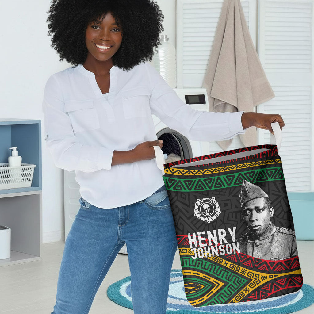 Henry Johnson Black History Month Laundry Basket Pan African Colors Tribal Geometric Pattern
