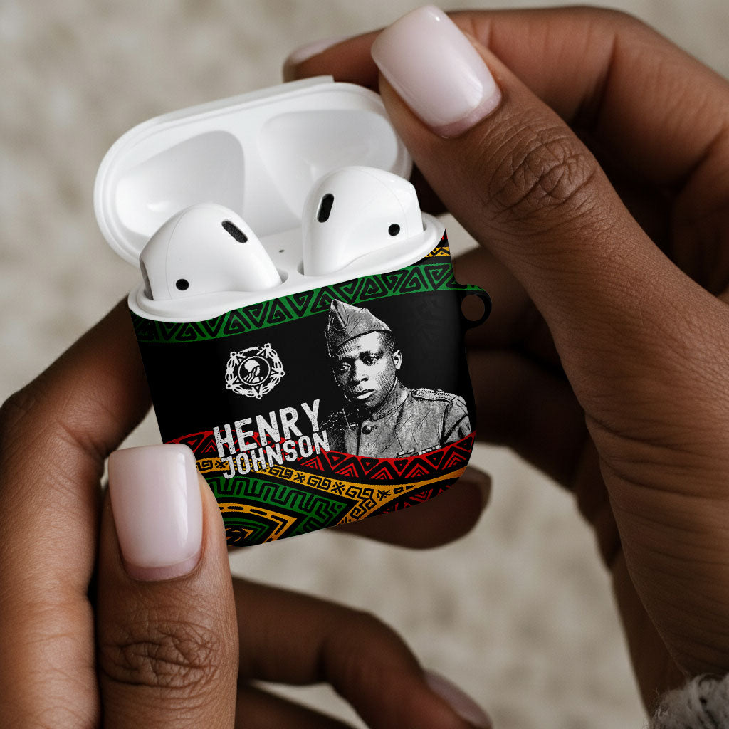 Henry Johnson Black History Month AirPods Case Pan African Colors Tribal Geometric Pattern