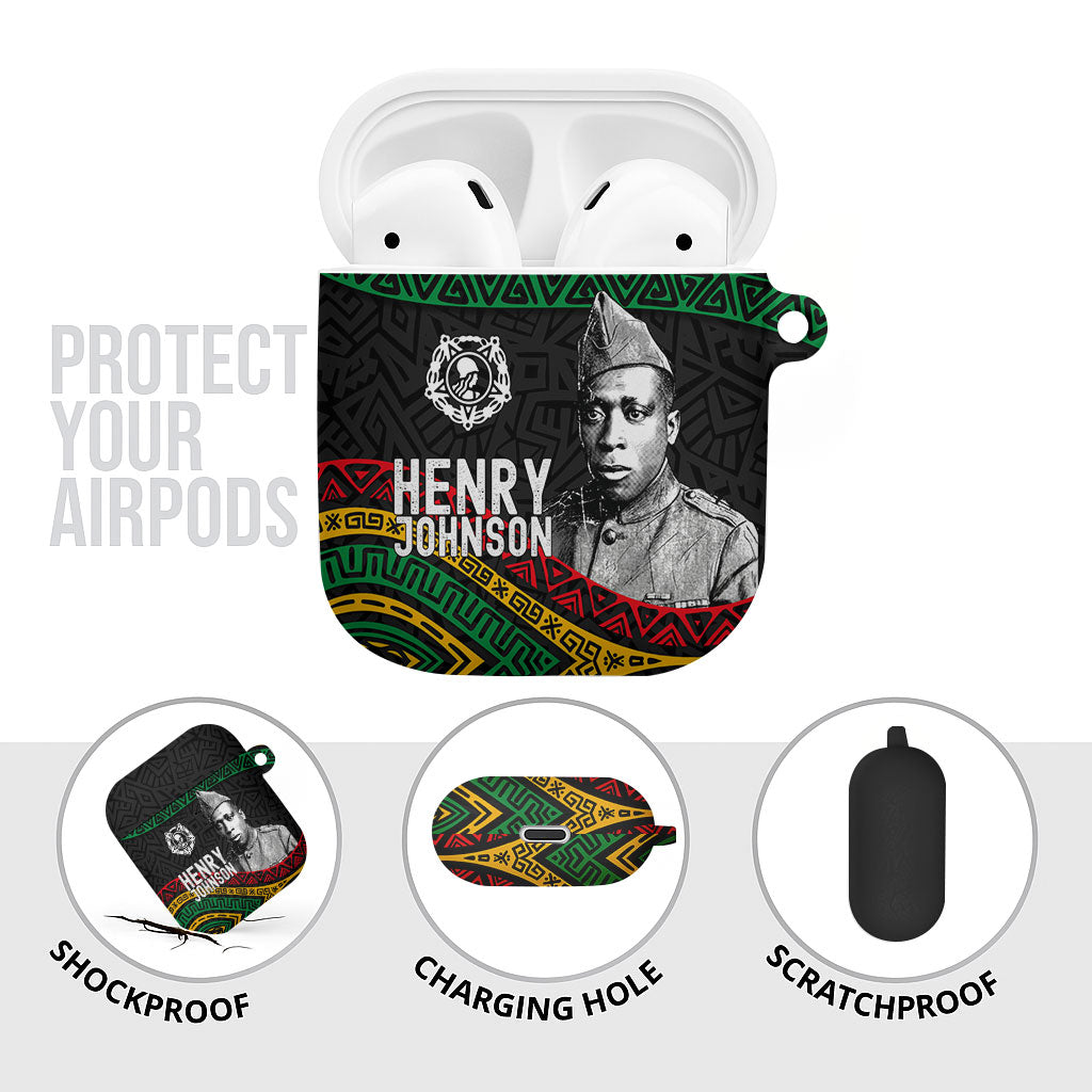 Henry Johnson Black History Month AirPods Case Pan African Colors Tribal Geometric Pattern