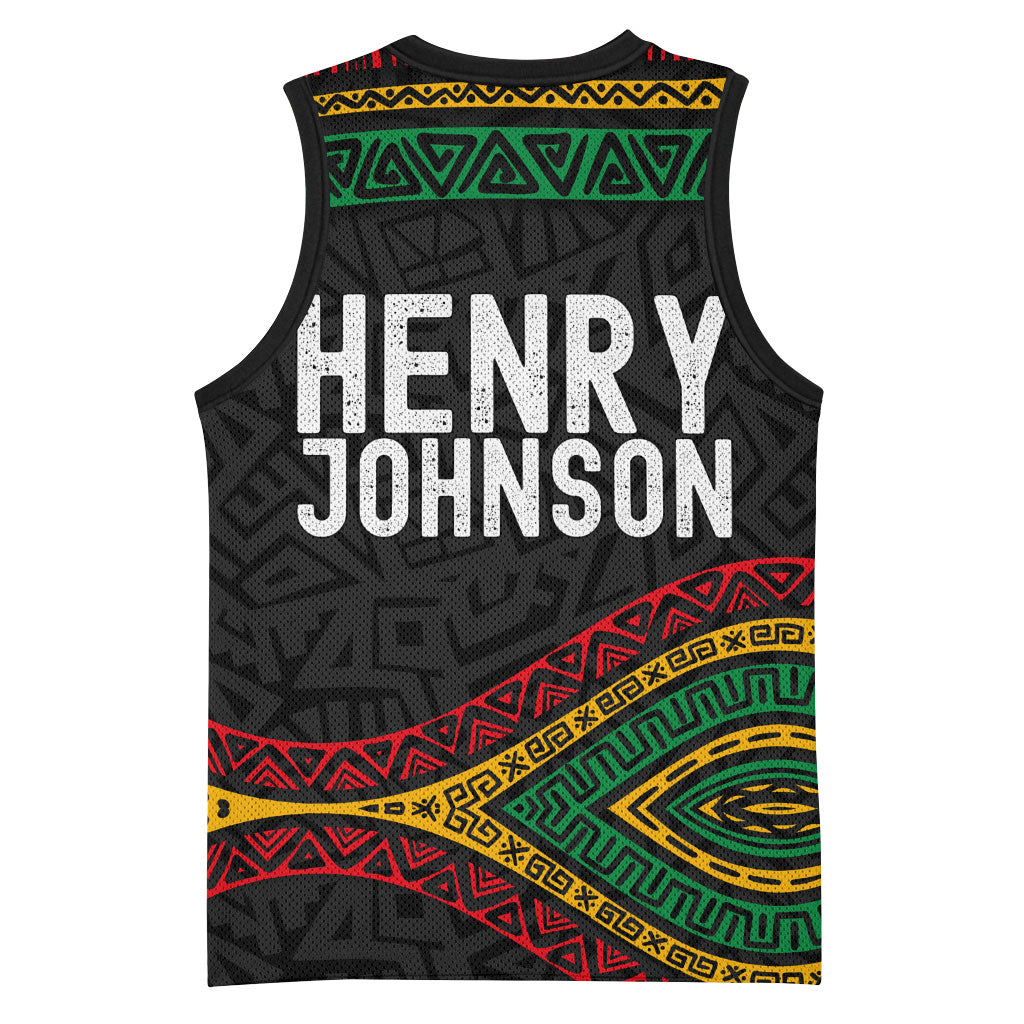 Henry Johnson Black History Month Basketball Jersey Pan African Colors Tribal Geometric Pattern