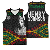 Henry Johnson Black History Month Basketball Jersey Pan African Colors Tribal Geometric Pattern