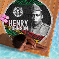 Henry Johnson Black History Month Beach Blanket Pan African Colors Tribal Geometric Pattern