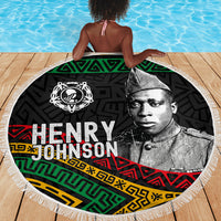 Henry Johnson Black History Month Beach Blanket Pan African Colors Tribal Geometric Pattern
