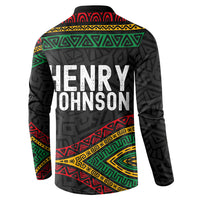 Henry Johnson Black History Month Button Sweatshirt Pan African Colors Tribal Geometric Pattern