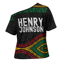 Henry Johnson Black History Month Cross Shoulder Shirt Pan African Colors Tribal Geometric Pattern