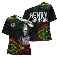 Henry Johnson Black History Month Cross Shoulder Shirt Pan African Colors Tribal Geometric Pattern