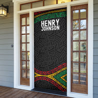Henry Johnson Black History Month Door Cover Pan African Colors Tribal Geometric Pattern