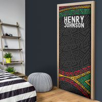 Henry Johnson Black History Month Door Cover Pan African Colors Tribal Geometric Pattern
