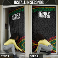 Henry Johnson Black History Month Door Cover Pan African Colors Tribal Geometric Pattern