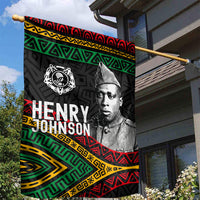 Henry Johnson Black History Month Garden Flag Pan African Colors Tribal Geometric Pattern