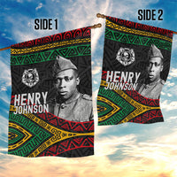Henry Johnson Black History Month Garden Flag Pan African Colors Tribal Geometric Pattern