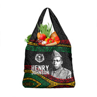 Henry Johnson Black History Month Grocery Bag Pan African Colors Tribal Geometric Pattern