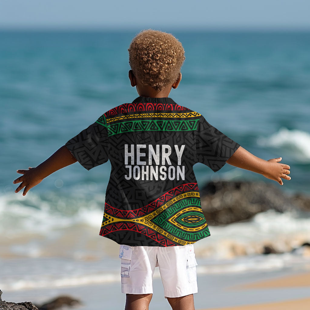 Henry Johnson Black History Month Kid Hawaiian Shirt Pan African Colors Tribal Geometric Pattern