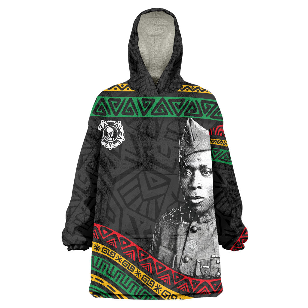 Henry Johnson Black History Month Kid Wearable Blanket Hoodie Pan African Colors Tribal Geometric Pattern