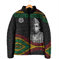 Henry Johnson Black History Month Padded Jacket Pan African Colors Tribal Geometric Pattern