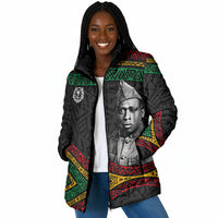 Henry Johnson Black History Month Padded Jacket Pan African Colors Tribal Geometric Pattern