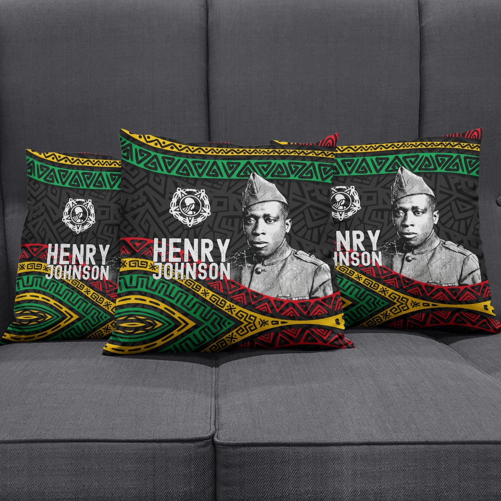 Henry Johnson Black History Month Pillow Cover Pan African Colors Tribal Geometric Pattern