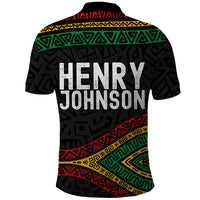 Henry Johnson Black History Month Polo Shirt Pan African Colors Tribal Geometric Pattern