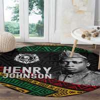 Henry Johnson Black History Month Round Carpet Pan African Colors Tribal Geometric Pattern