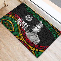 Henry Johnson Black History Month Rubber Doormat Pan African Colors Tribal Geometric Pattern