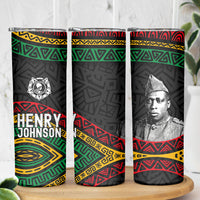 Henry Johnson Black History Month Skinny Tumbler Pan African Colors Tribal Geometric Pattern