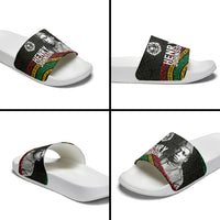 Henry Johnson Black History Month Slide Sandals Pan African Colors Tribal Geometric Pattern
