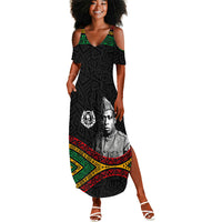 Henry Johnson Black History Month Summer Maxi Dress Pan African Colors Tribal Geometric Pattern