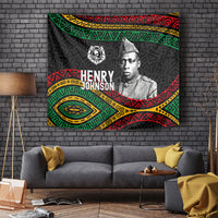 Henry Johnson Black History Month Tapestry Pan African Colors Tribal Geometric Pattern